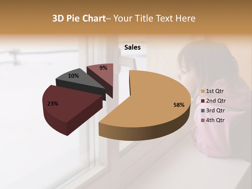 Little Beauty Girl Look Out Of The Window And Breathe On The Glass So That It Grow Misted. Winter. PowerPoint Template