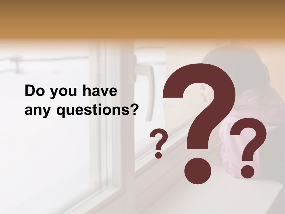 Little Beauty Girl Look Out Of The Window And Breathe On The Glass So That It Grow Misted. Winter. PowerPoint Template