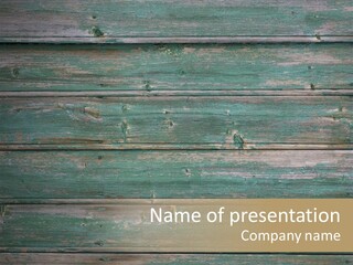 Fragment Of Old Green Peeled Paint Wooden Background PowerPoint Template