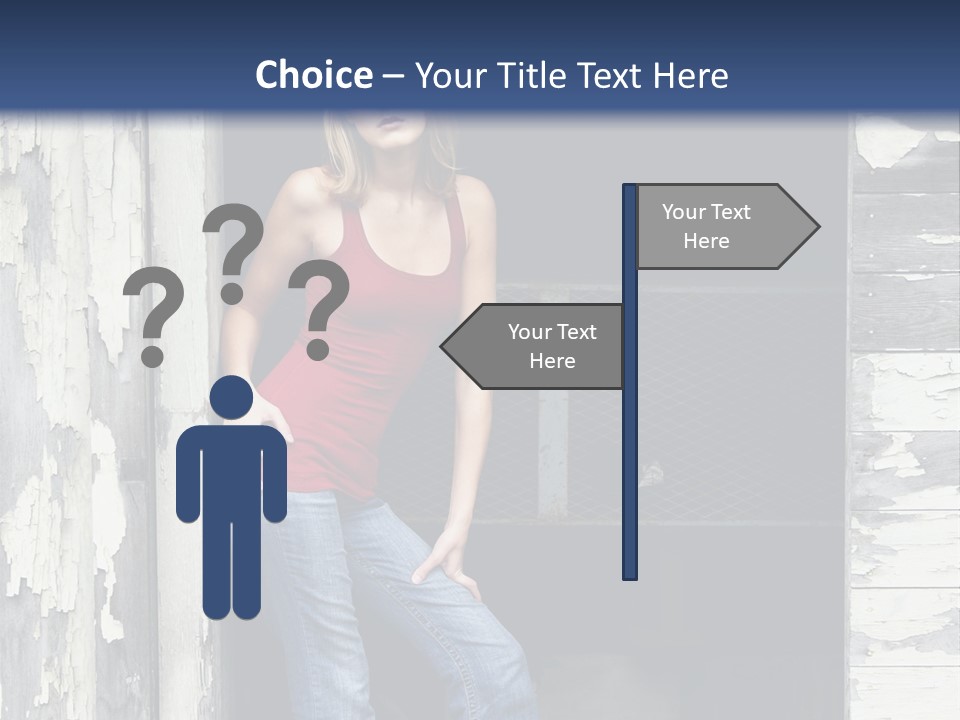 A Woman Standing In A Doorway Of A Building PowerPoint Template