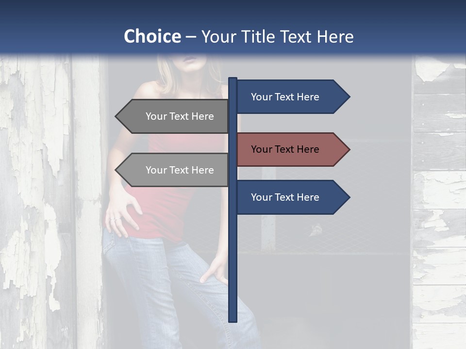 A Woman Standing In A Doorway Of A Building PowerPoint Template