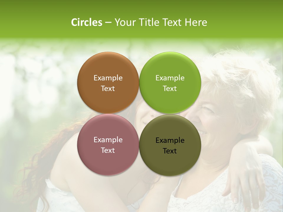 The Daughter And Elderly Mother In A Summer Garden PowerPoint Template