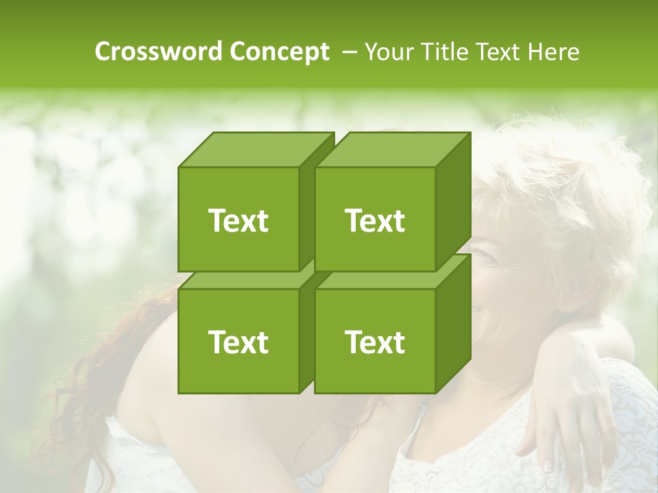 The Daughter And Elderly Mother In A Summer Garden PowerPoint Template