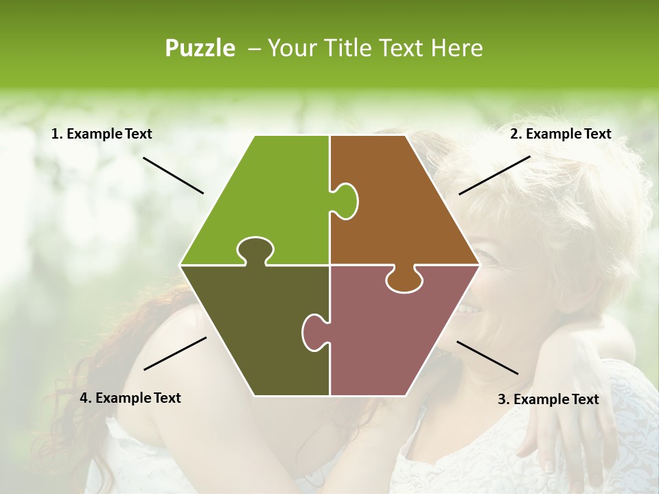 The Daughter And Elderly Mother In A Summer Garden PowerPoint Template