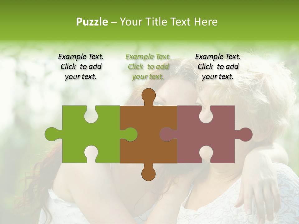 The Daughter And Elderly Mother In A Summer Garden PowerPoint Template