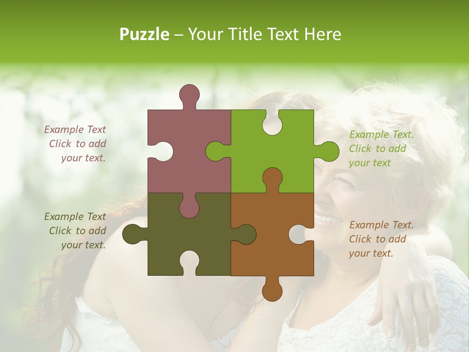 The Daughter And Elderly Mother In A Summer Garden PowerPoint Template