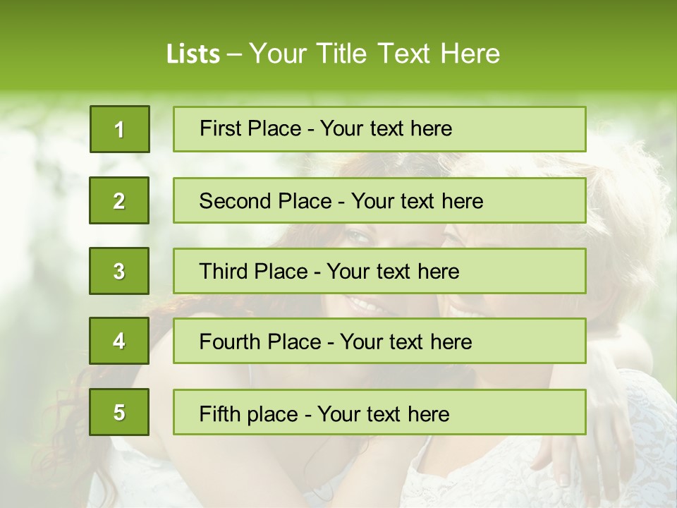 The Daughter And Elderly Mother In A Summer Garden PowerPoint Template