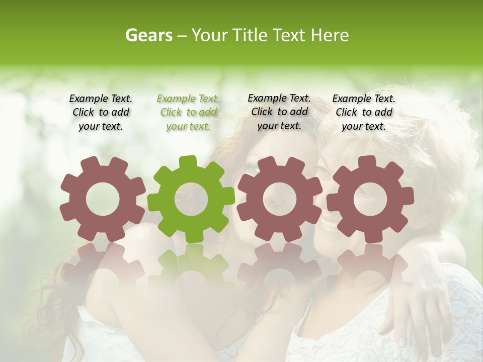 The Daughter And Elderly Mother In A Summer Garden PowerPoint Template