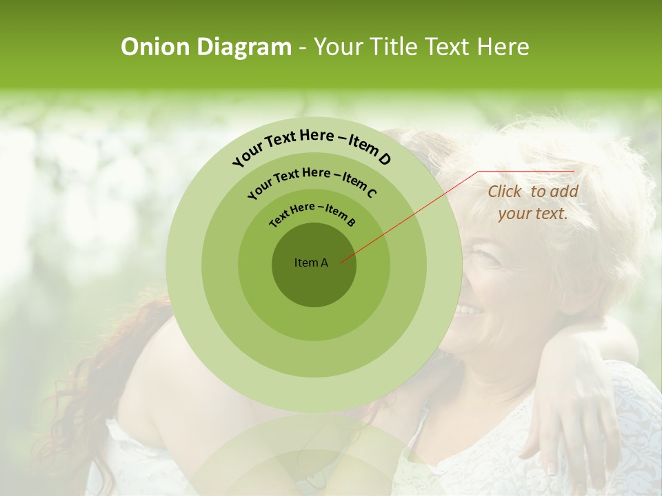 The Daughter And Elderly Mother In A Summer Garden PowerPoint Template