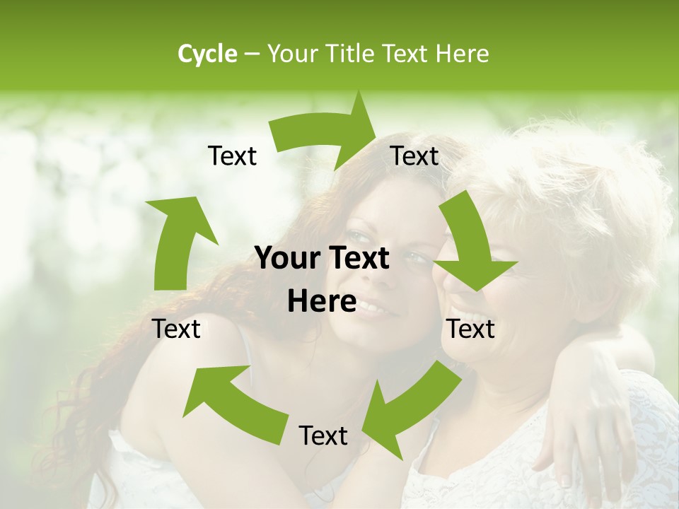 The Daughter And Elderly Mother In A Summer Garden PowerPoint Template