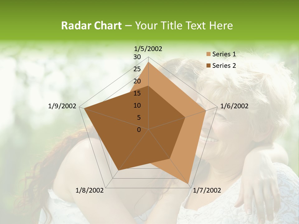The Daughter And Elderly Mother In A Summer Garden PowerPoint Template