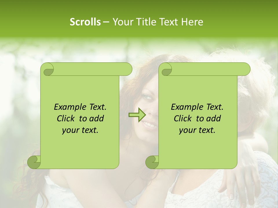The Daughter And Elderly Mother In A Summer Garden PowerPoint Template