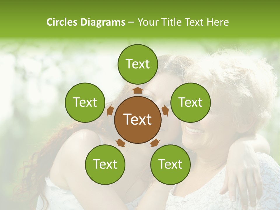 The Daughter And Elderly Mother In A Summer Garden PowerPoint Template