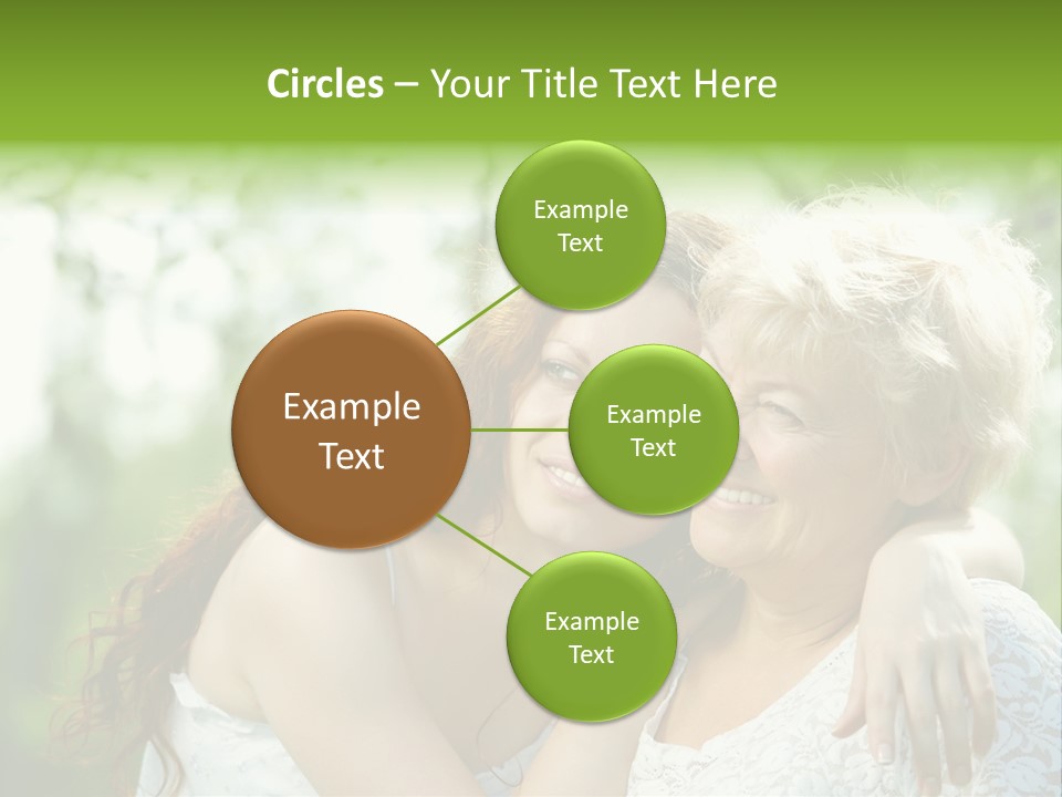 The Daughter And Elderly Mother In A Summer Garden PowerPoint Template