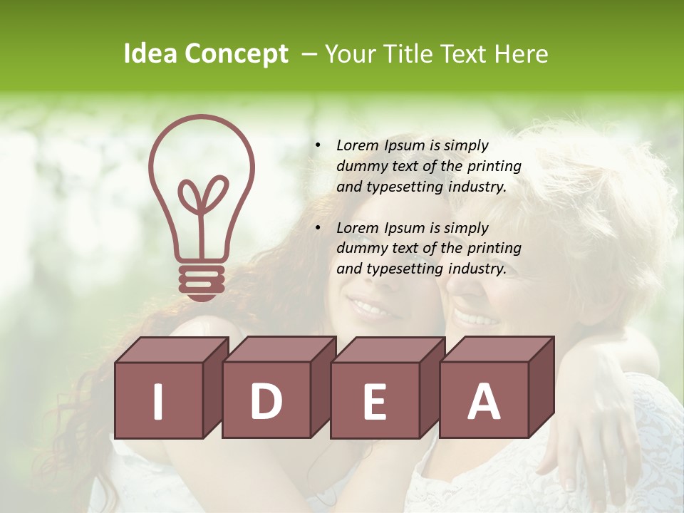 The Daughter And Elderly Mother In A Summer Garden PowerPoint Template