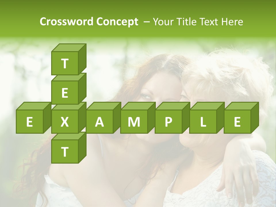 The Daughter And Elderly Mother In A Summer Garden PowerPoint Template