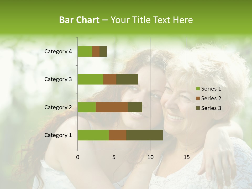 The Daughter And Elderly Mother In A Summer Garden PowerPoint Template
