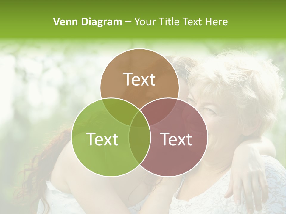 The Daughter And Elderly Mother In A Summer Garden PowerPoint Template