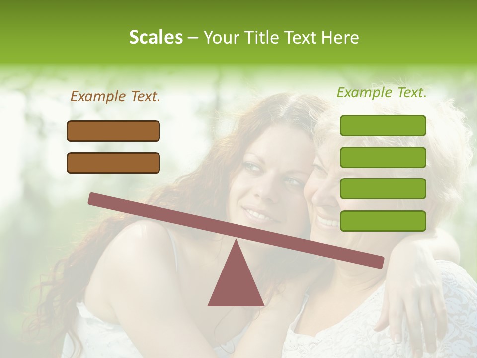 The Daughter And Elderly Mother In A Summer Garden PowerPoint Template