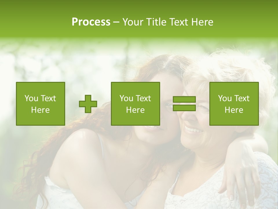 The Daughter And Elderly Mother In A Summer Garden PowerPoint Template