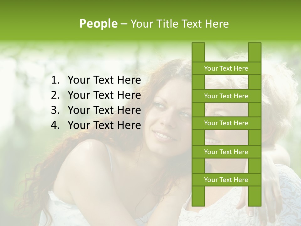 The Daughter And Elderly Mother In A Summer Garden PowerPoint Template