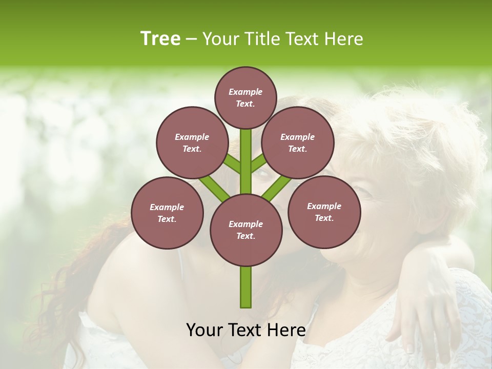 The Daughter And Elderly Mother In A Summer Garden PowerPoint Template