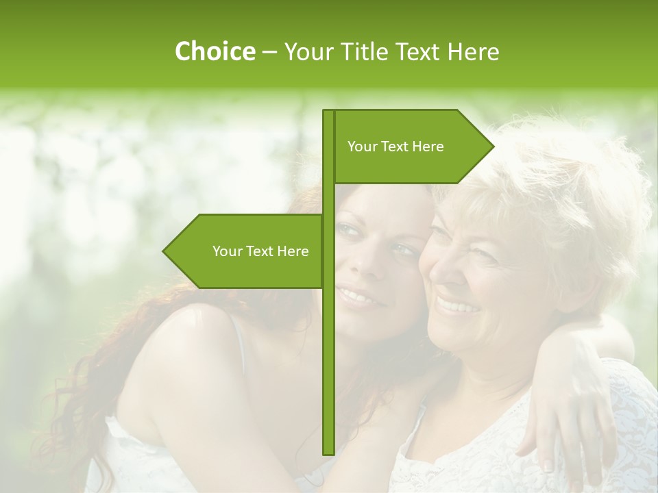 The Daughter And Elderly Mother In A Summer Garden PowerPoint Template