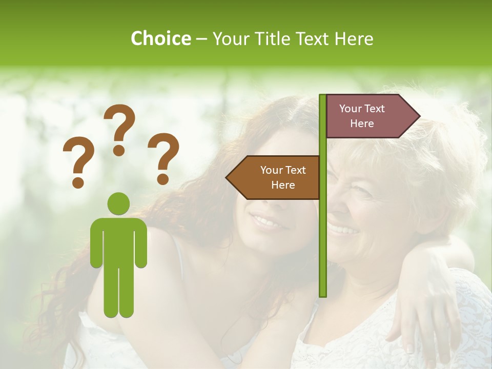 The Daughter And Elderly Mother In A Summer Garden PowerPoint Template