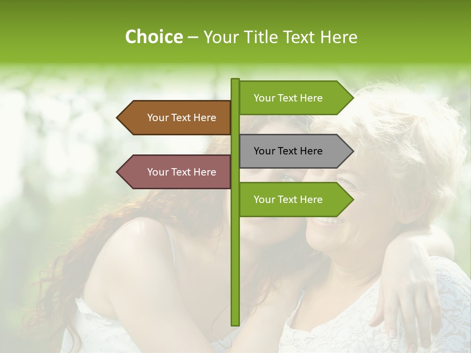 The Daughter And Elderly Mother In A Summer Garden PowerPoint Template