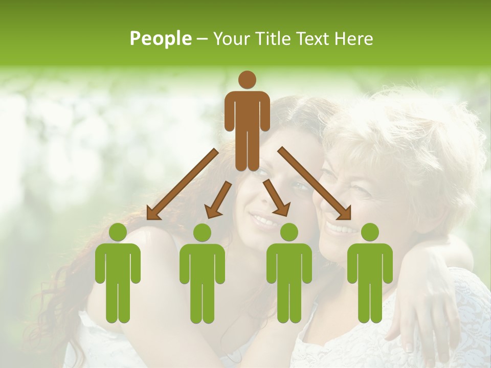 The Daughter And Elderly Mother In A Summer Garden PowerPoint Template