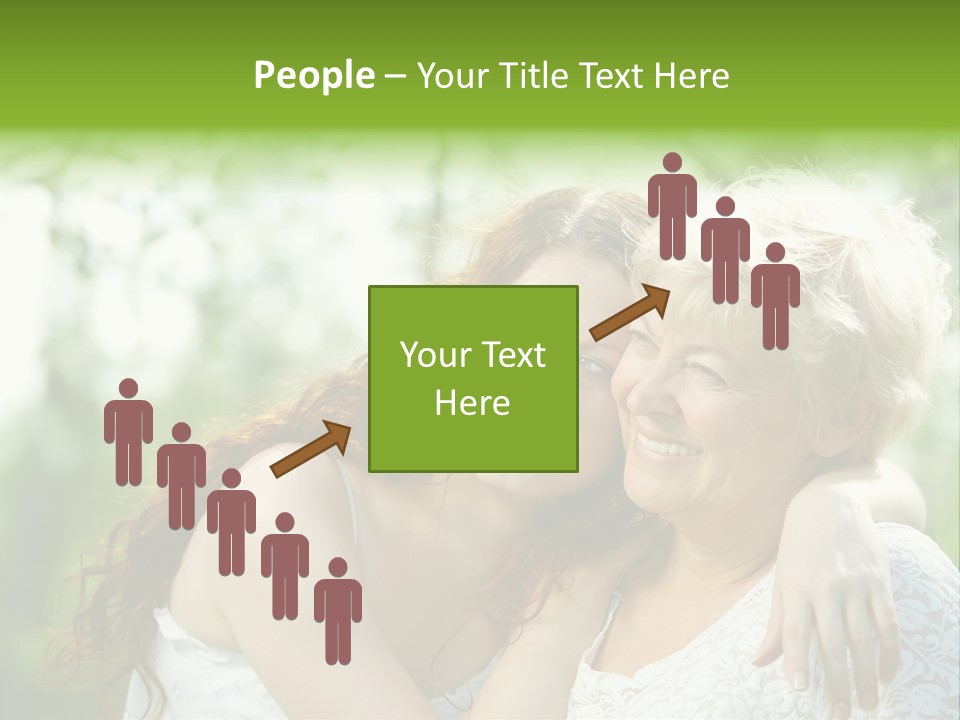 The Daughter And Elderly Mother In A Summer Garden PowerPoint Template