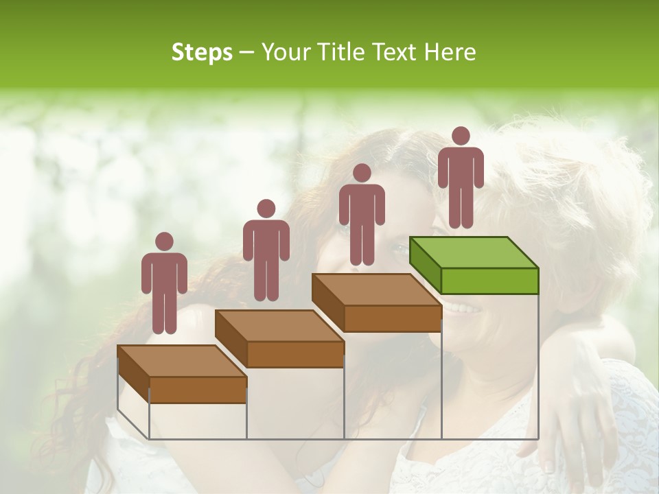 The Daughter And Elderly Mother In A Summer Garden PowerPoint Template