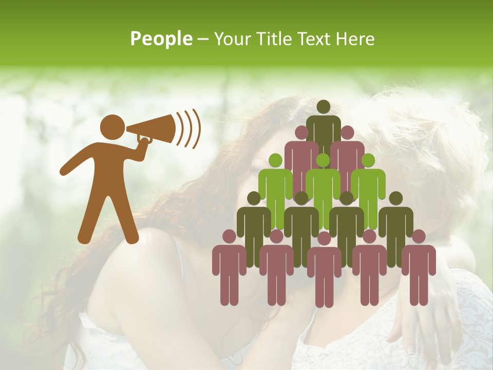 The Daughter And Elderly Mother In A Summer Garden PowerPoint Template