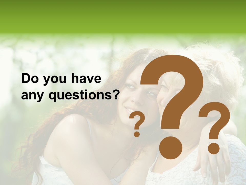 The Daughter And Elderly Mother In A Summer Garden PowerPoint Template