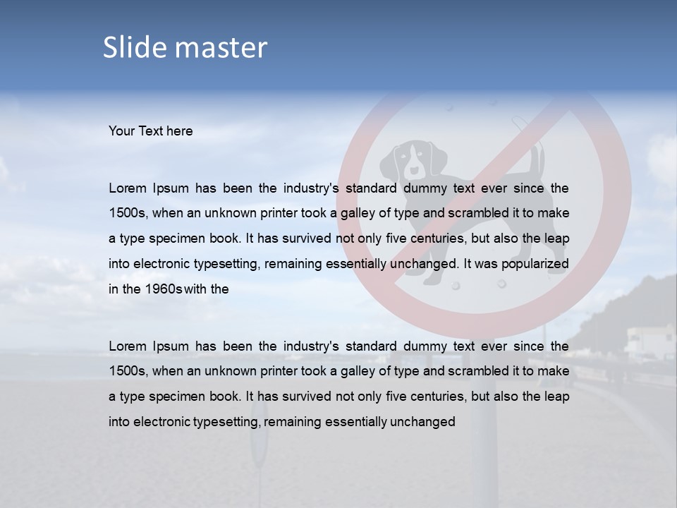 A Sign On A Beach Meaning Dogs Are Not Allowed PowerPoint Template