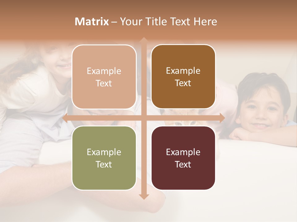 Portrait Of Siblings And Their Parents With Cute Cat Looking At Camera PowerPoint Template