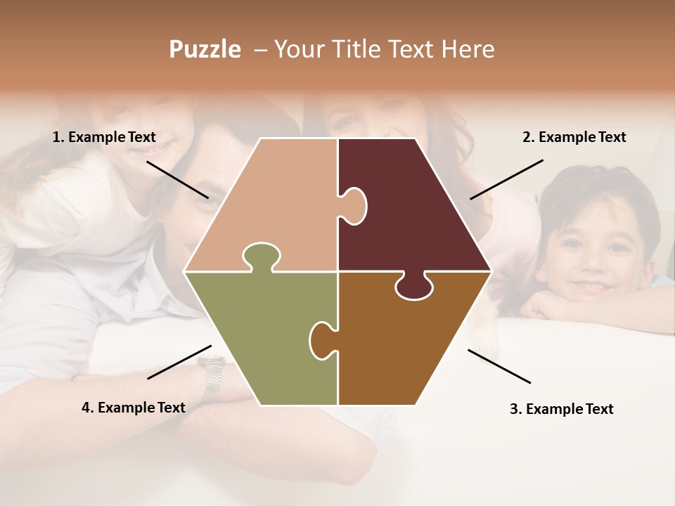 Portrait Of Siblings And Their Parents With Cute Cat Looking At Camera PowerPoint Template