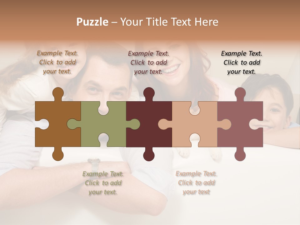 Portrait Of Siblings And Their Parents With Cute Cat Looking At Camera PowerPoint Template