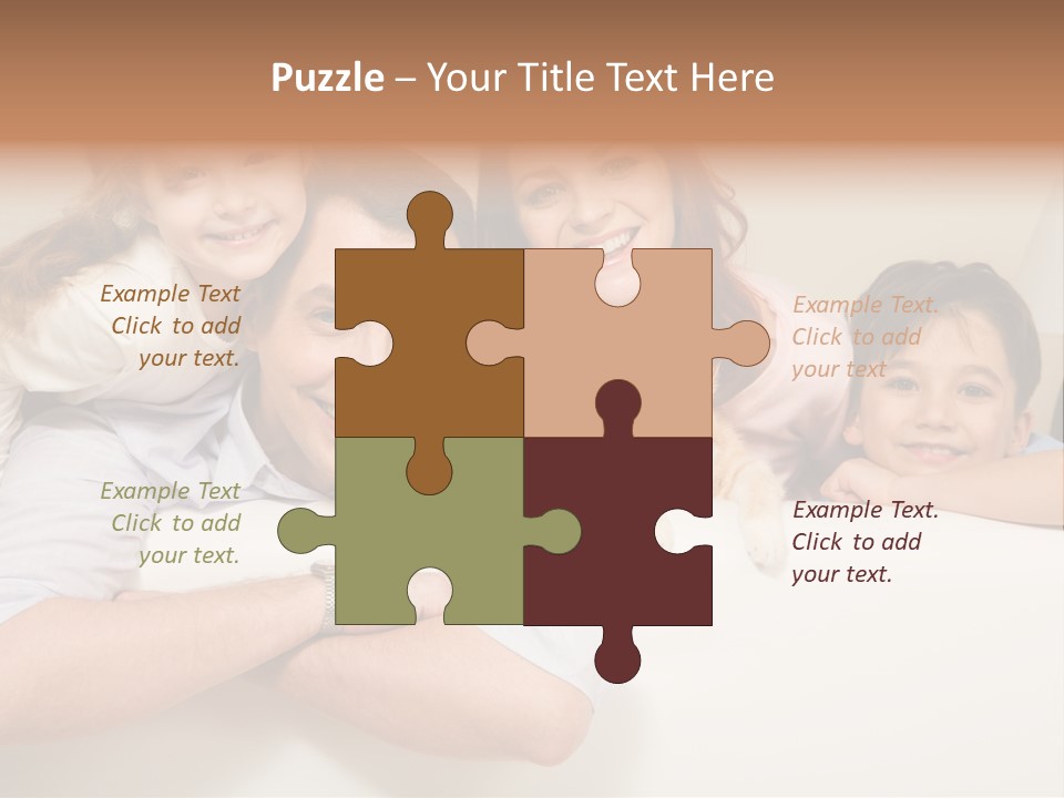 Portrait Of Siblings And Their Parents With Cute Cat Looking At Camera PowerPoint Template