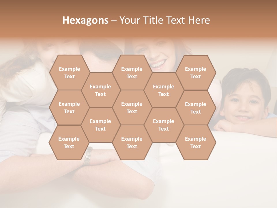 Portrait Of Siblings And Their Parents With Cute Cat Looking At Camera PowerPoint Template