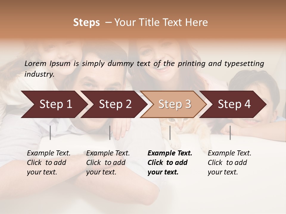 Portrait Of Siblings And Their Parents With Cute Cat Looking At Camera PowerPoint Template