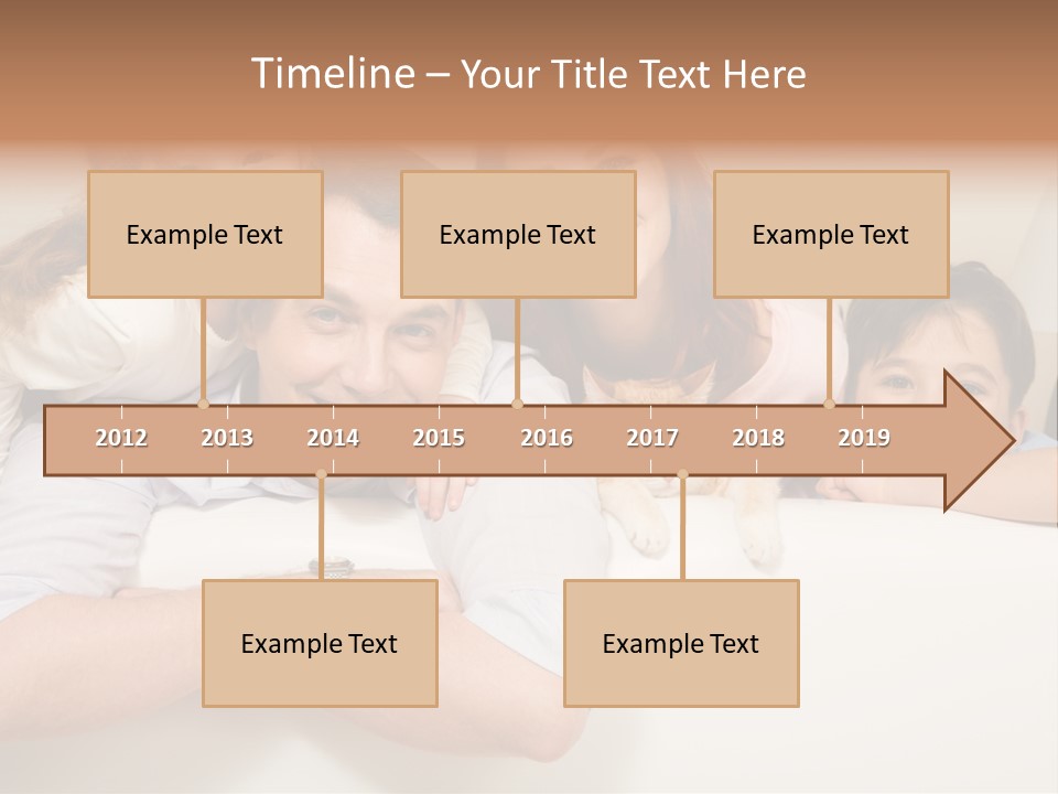Portrait Of Siblings And Their Parents With Cute Cat Looking At Camera PowerPoint Template