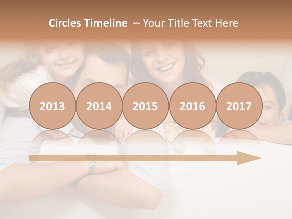 Portrait Of Siblings And Their Parents With Cute Cat Looking At Camera PowerPoint Template