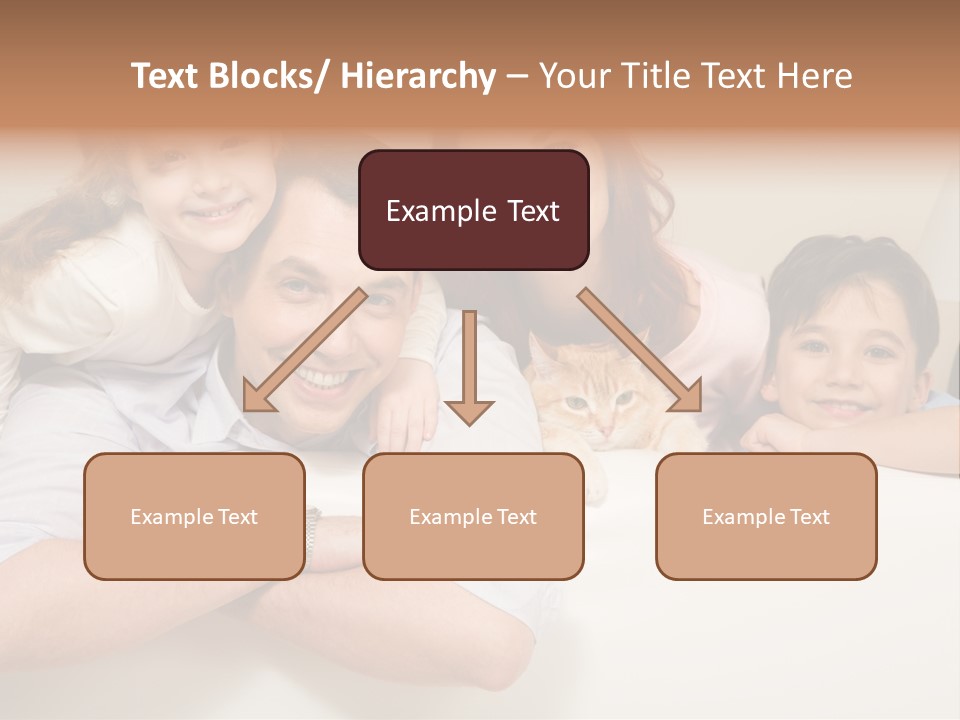 Portrait Of Siblings And Their Parents With Cute Cat Looking At Camera PowerPoint Template