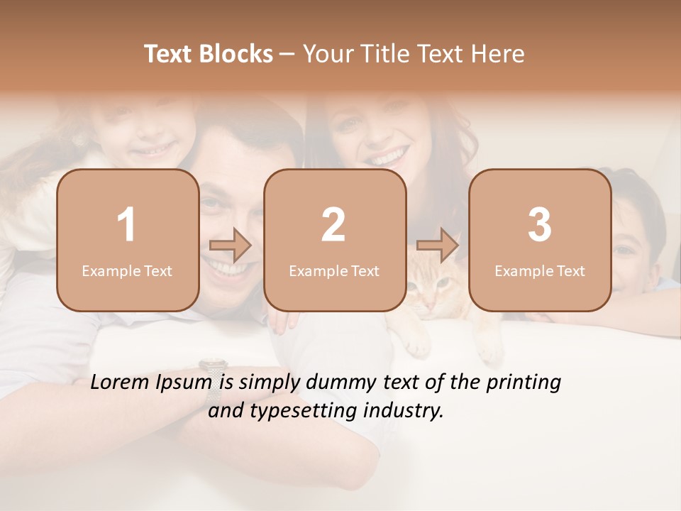 Portrait Of Siblings And Their Parents With Cute Cat Looking At Camera PowerPoint Template