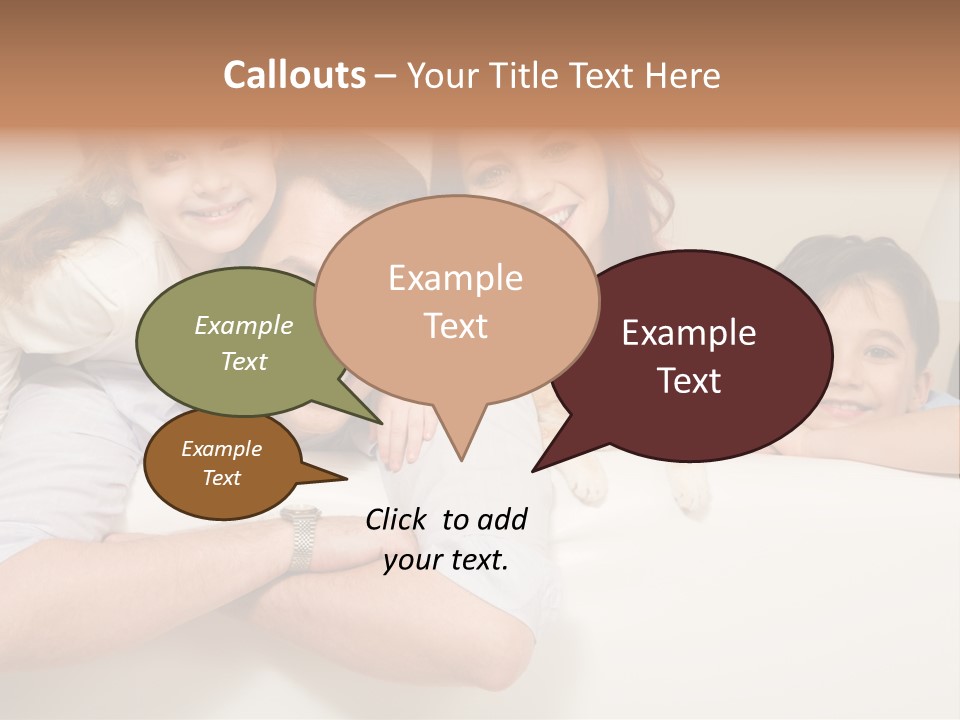 Portrait Of Siblings And Their Parents With Cute Cat Looking At Camera PowerPoint Template