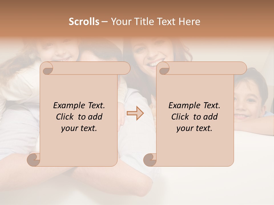 Portrait Of Siblings And Their Parents With Cute Cat Looking At Camera PowerPoint Template