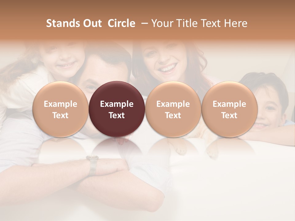 Portrait Of Siblings And Their Parents With Cute Cat Looking At Camera PowerPoint Template