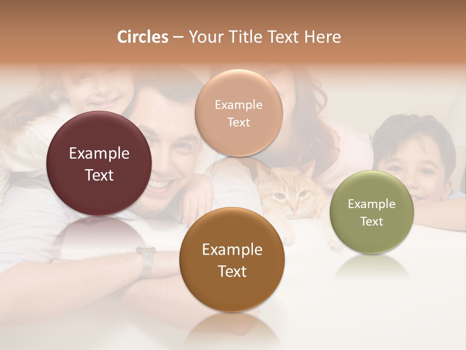 Portrait Of Siblings And Their Parents With Cute Cat Looking At Camera PowerPoint Template