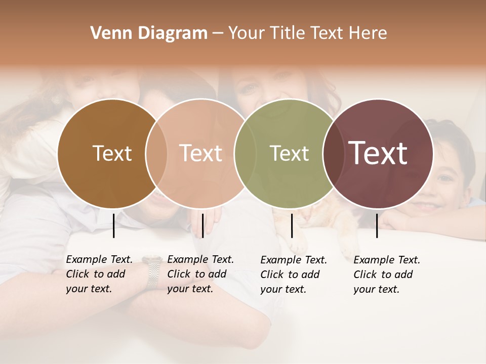 Portrait Of Siblings And Their Parents With Cute Cat Looking At Camera PowerPoint Template